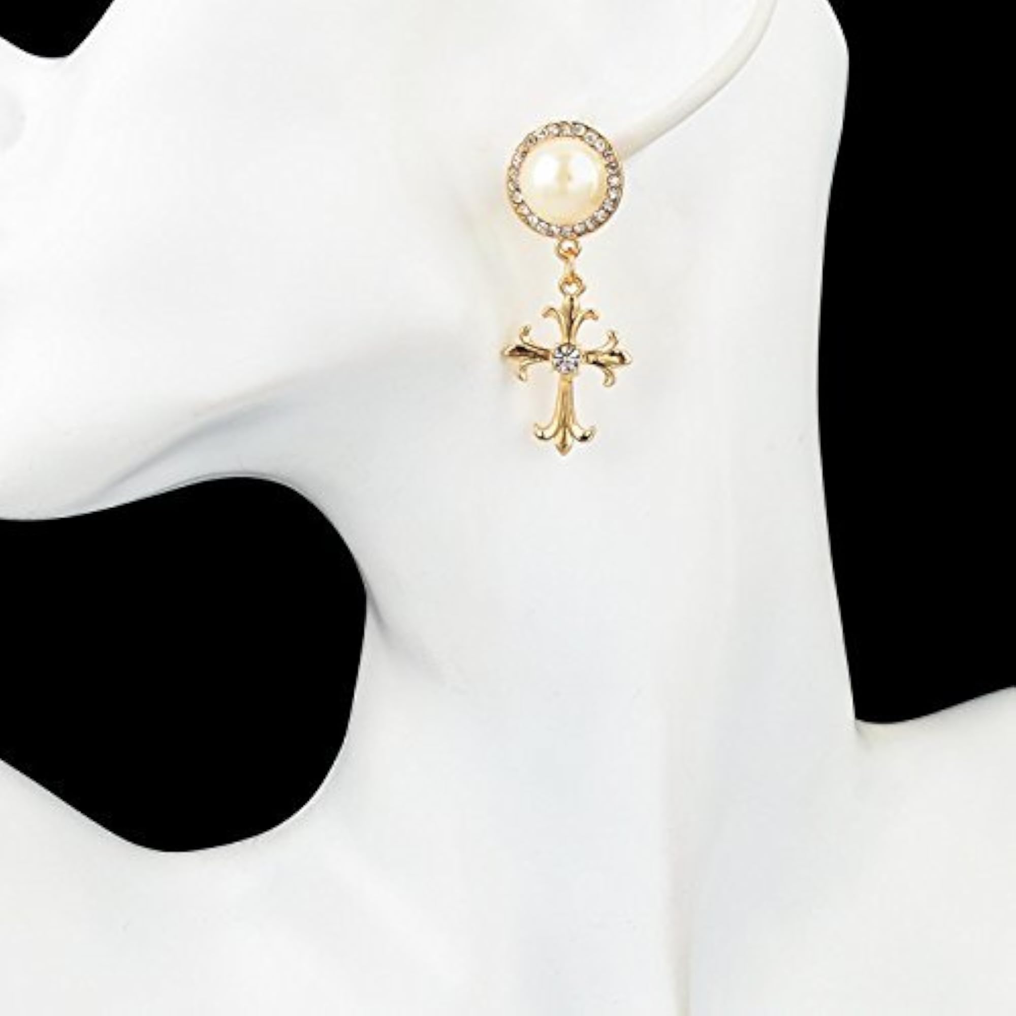 Pearl Dangle Earrings with Gold Plated Hooks